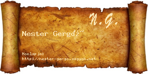 Nester Gergő névjegykártya